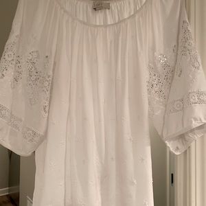 Loft white embroidered blouse